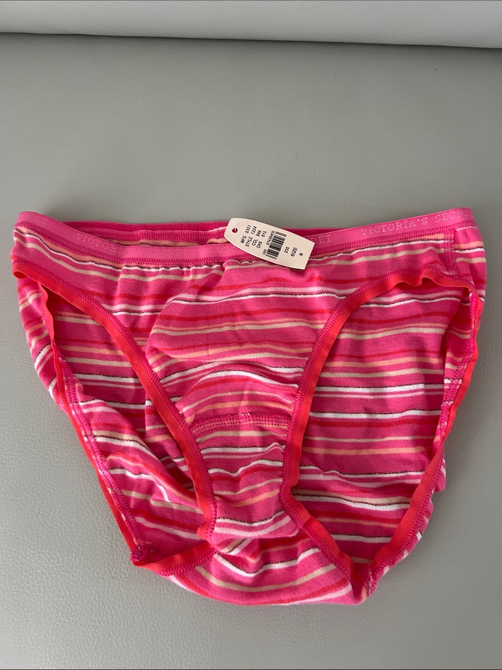 Victoria's Secret Pink Striped Brief - Hot Pink & Coral